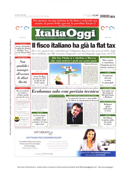 Italia oggi : quotidiano di economia finanza e politica